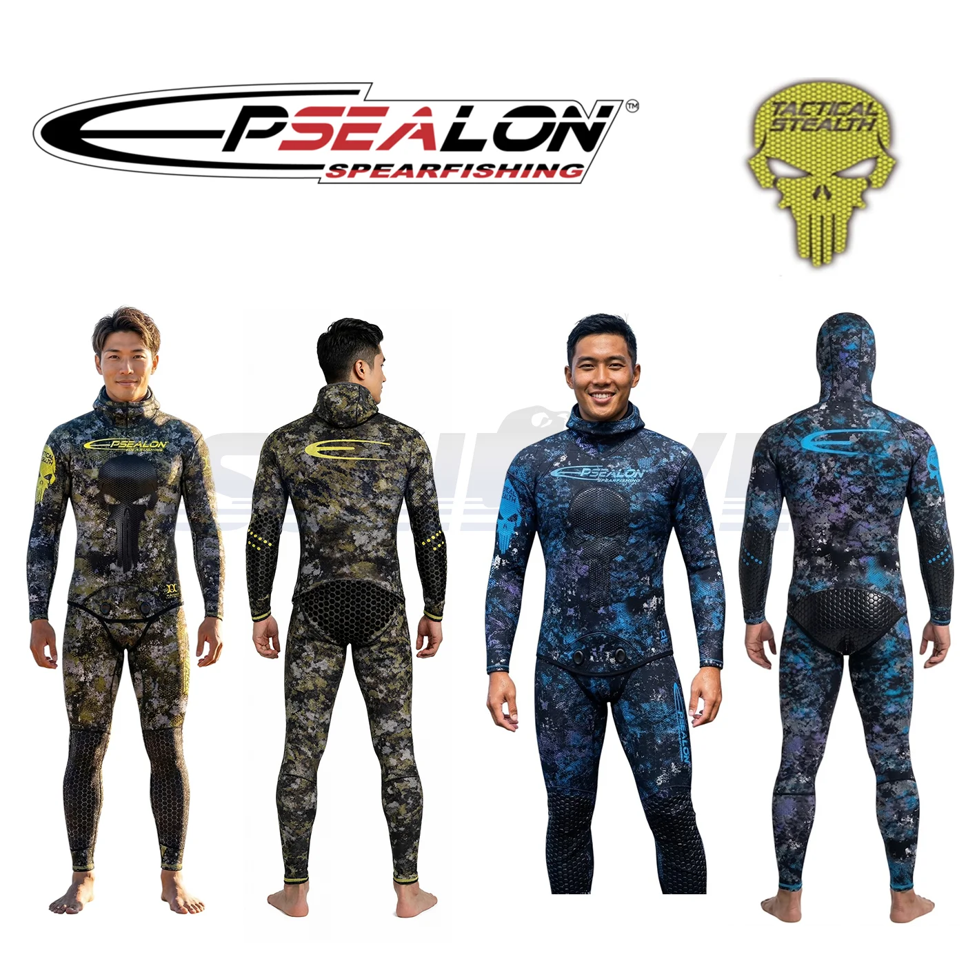 法國 EPSEALON 戰術隱身套裝 3mm 5mm 黃/藍骷髏 頂級防寒衣 戰術隱身手套｜海豹潛水 SealDIVE 漁獵潛水裝備