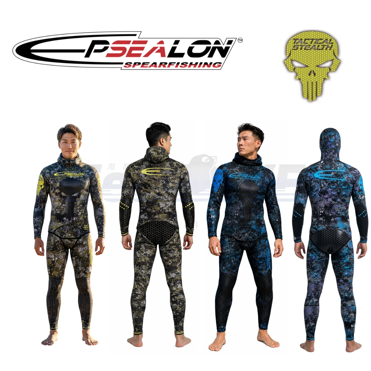 法國 EPSEALON 戰術隱身套裝 3mm 5mm 黃/藍骷髏 頂級防寒衣 戰術隱身手套
