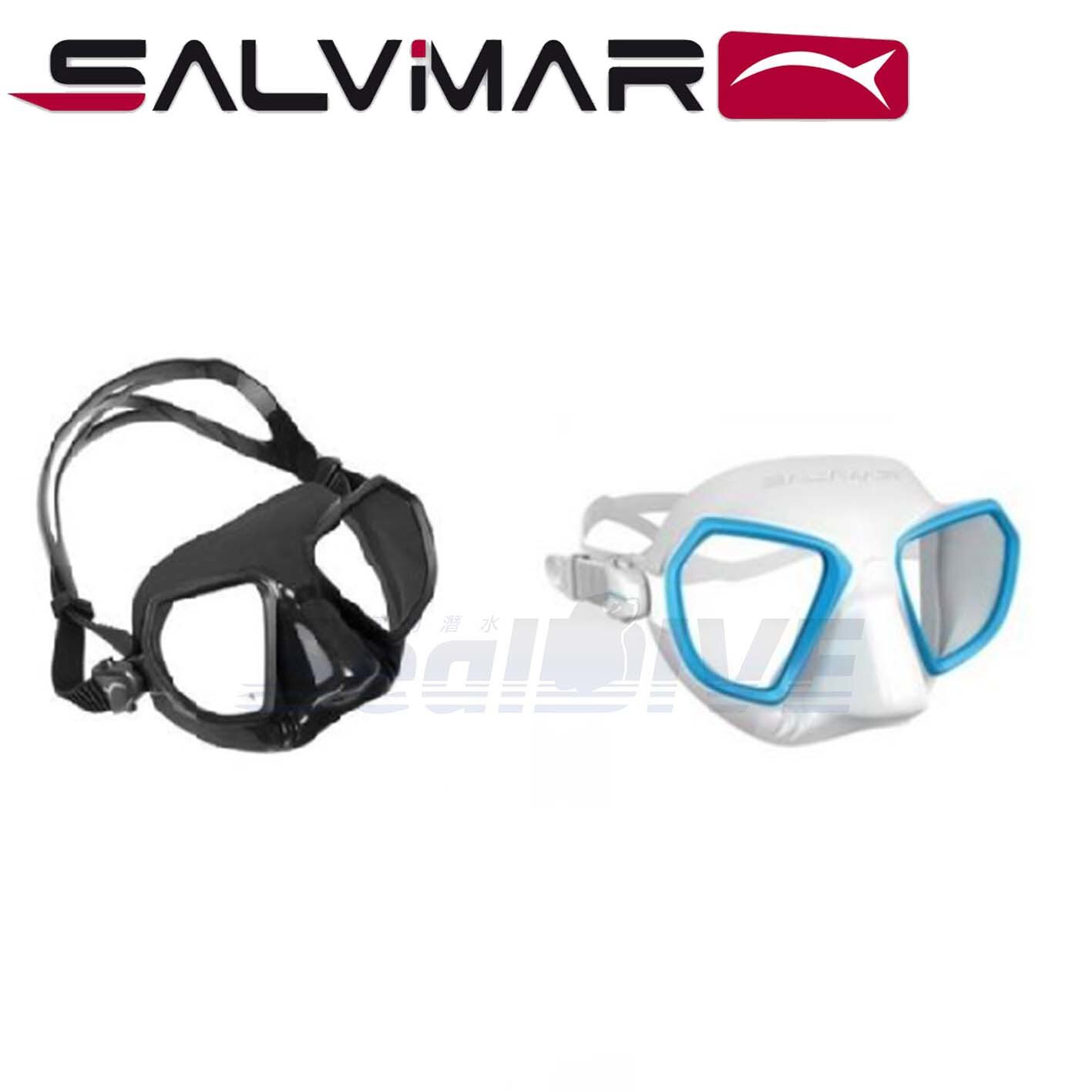 義大利 SALVIMAR Noah 低容積面鏡 白藍/全黑｜海豹潛水 SealDIVE 漁獵潛水裝備