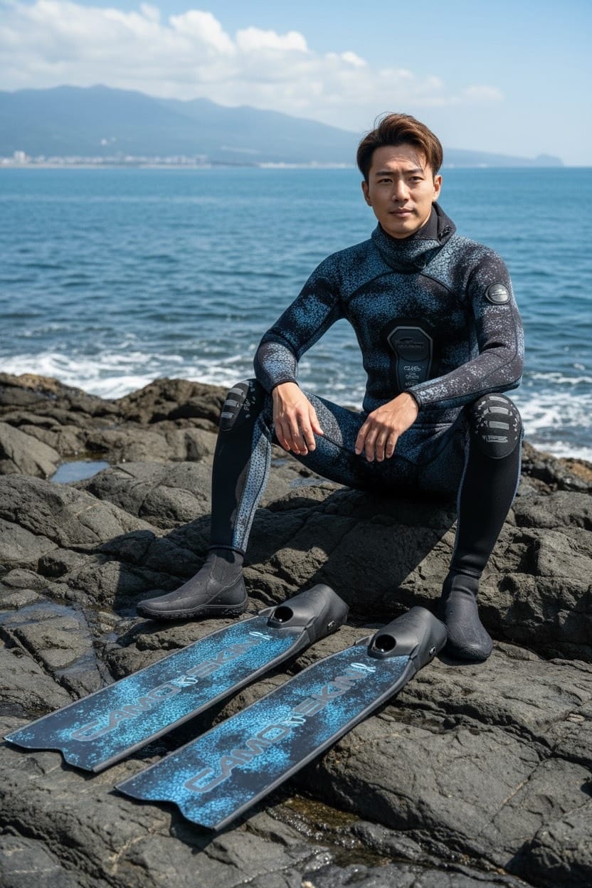 義大利 C4 MB001 Camoskin  MED Ocean fins 迷彩金 迷彩藍 超好踢 長蛙鞋 第 4 張｜海豹潛水 SealDIVE