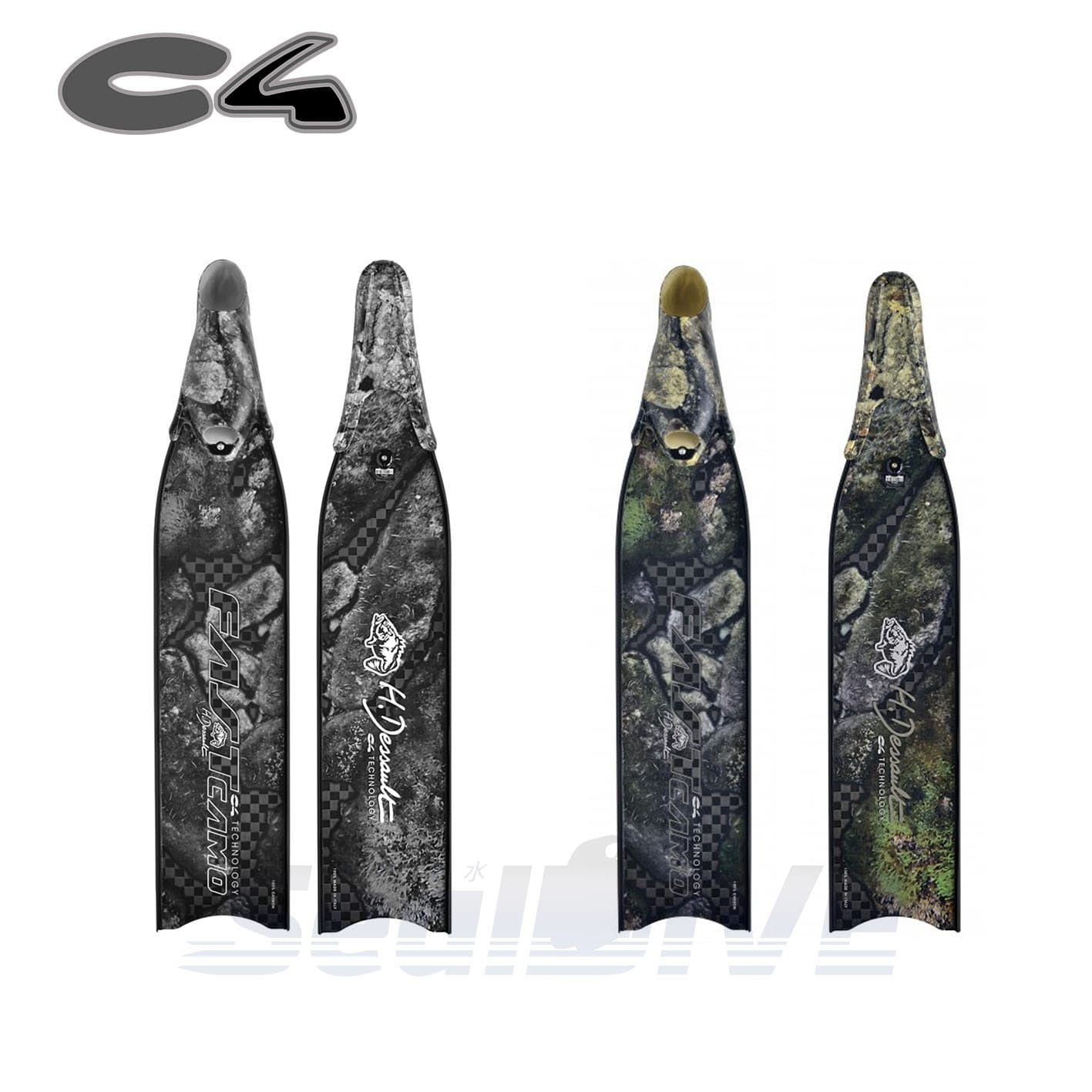 C4 HD CamoMed CamoBlack Carbon T700 碳纖維長蛙鞋｜海豹潛水 SealDIVE 漁獵潛水裝備