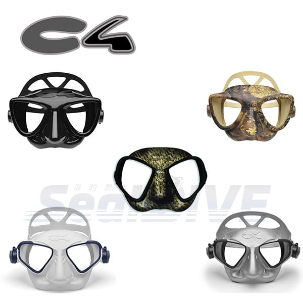 義大利 C4  Plasma  面鏡 新款式 黑/迷彩｜海豹潛水 SealDIVE 漁獵潛水裝備